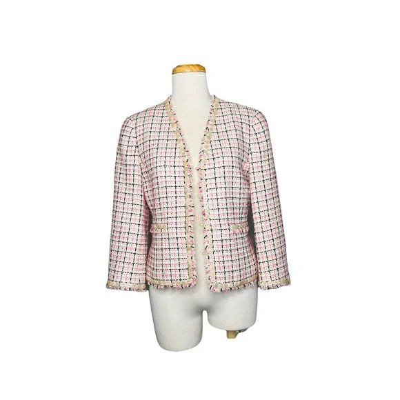 90s Tweed Blazer with Mother of Pearl Buttons Vintage Made In Hong Kong by Carlisle - Image 3