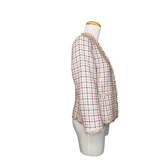 90s Tweed Blazer with Mother of Pearl Buttons Vintage Made In Hong Kong by Carlisle - Image 5
