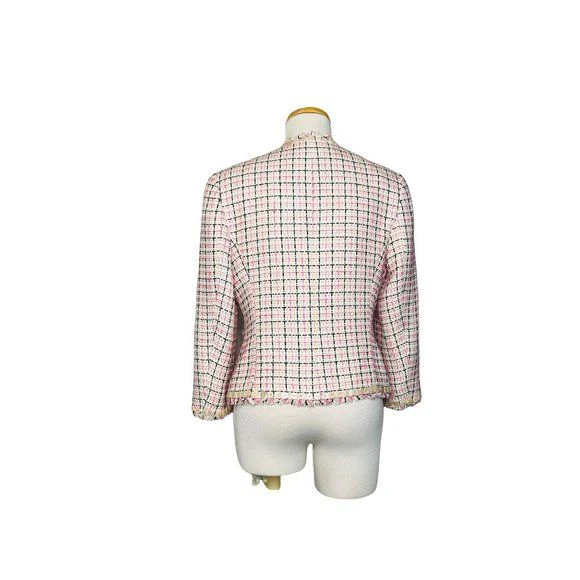 90s Tweed Blazer with Mother of Pearl Buttons Vintage Made In Hong Kong by Carlisle - Image 6