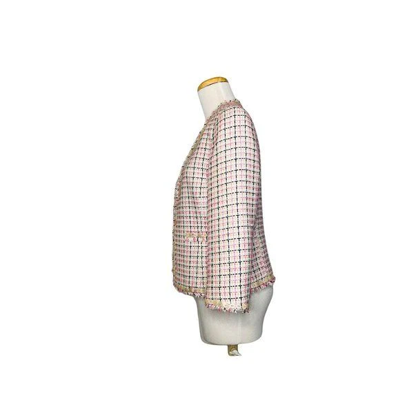 90s Tweed Blazer with Mother of Pearl Buttons Vintage Made In Hong Kong by Carlisle - Image 7