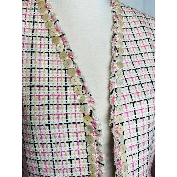 90s Tweed Blazer with Mother of Pearl Buttons Vintage Made In Hong Kong by Carlisle - Image 9