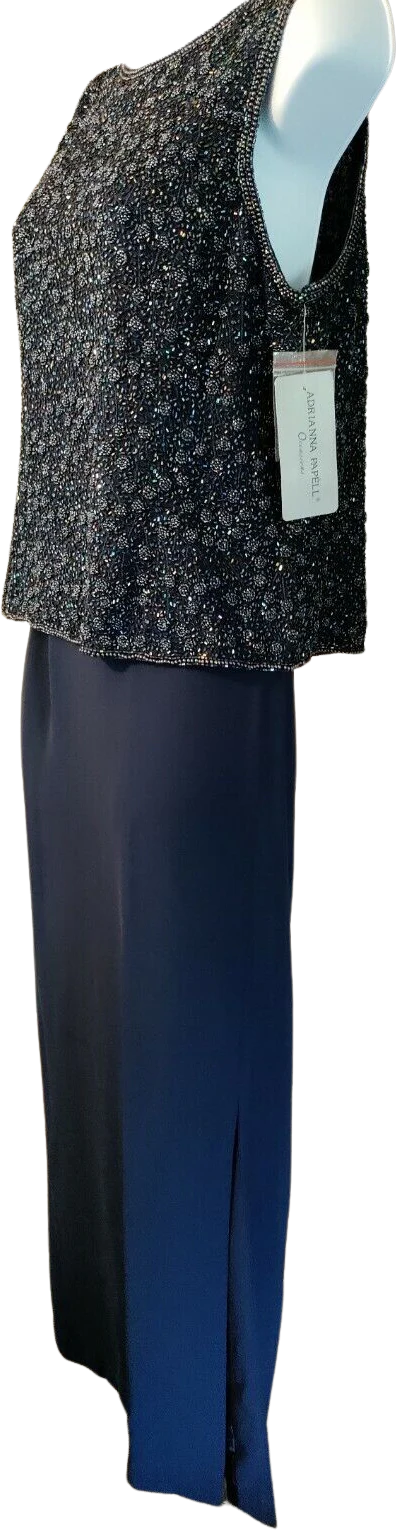90s Two Piece Floor Length Dress With Beaded Shell Top By Adrianna Papell - Image 2