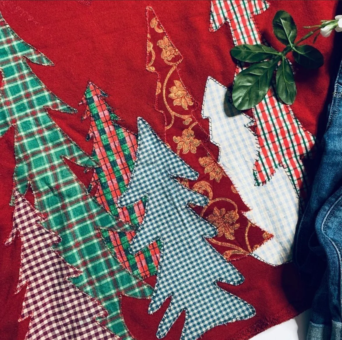 90s Unique Upcycled Patchwork Christmas Sweatshirt - Image 6