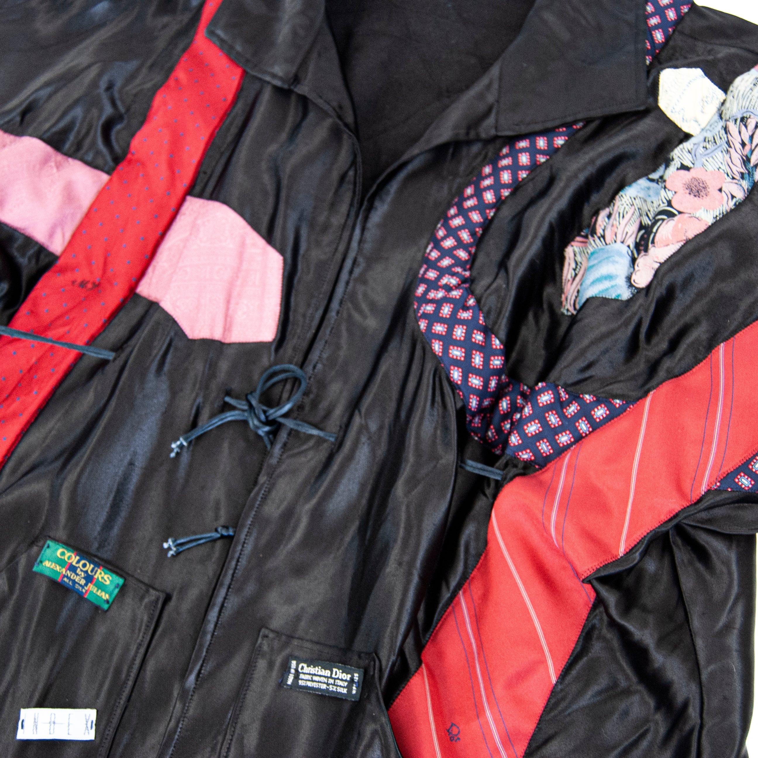 90s Upcycled Silk Tie Belted Jacket / M - Image 6