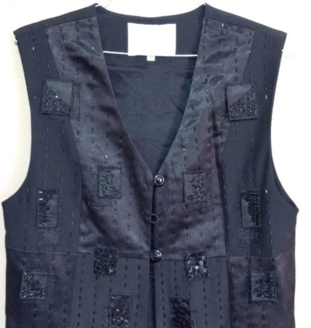 90s V-neck Embroidery And Beaded Formal Polyester Vest By Givoldi Couture New York - Image 3
