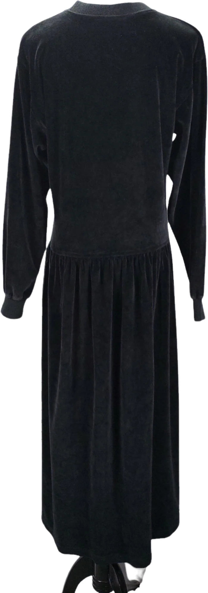 90s Velour Minimalist Goth Long Drop Waist Dress By Liz Sport - Image 2