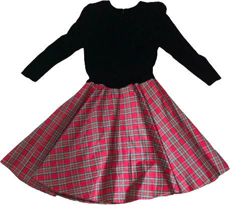 90s Velvet And Plaid Puff Sleeve Christmas Party Dress By Leslie Fay Evenings - Image 8