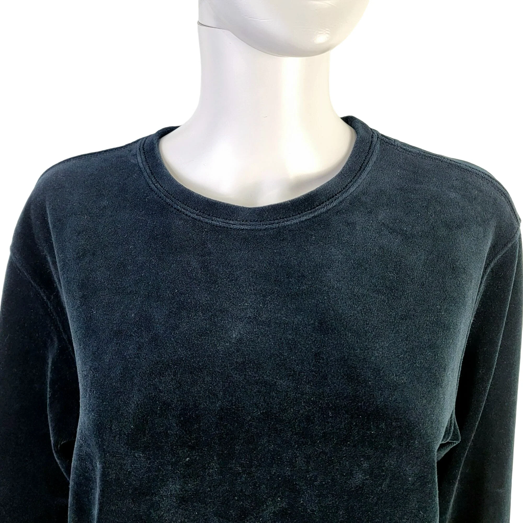 90s Velvet Sweater Shirt Black Top Casual Women Small By Nordstrom - Image 4