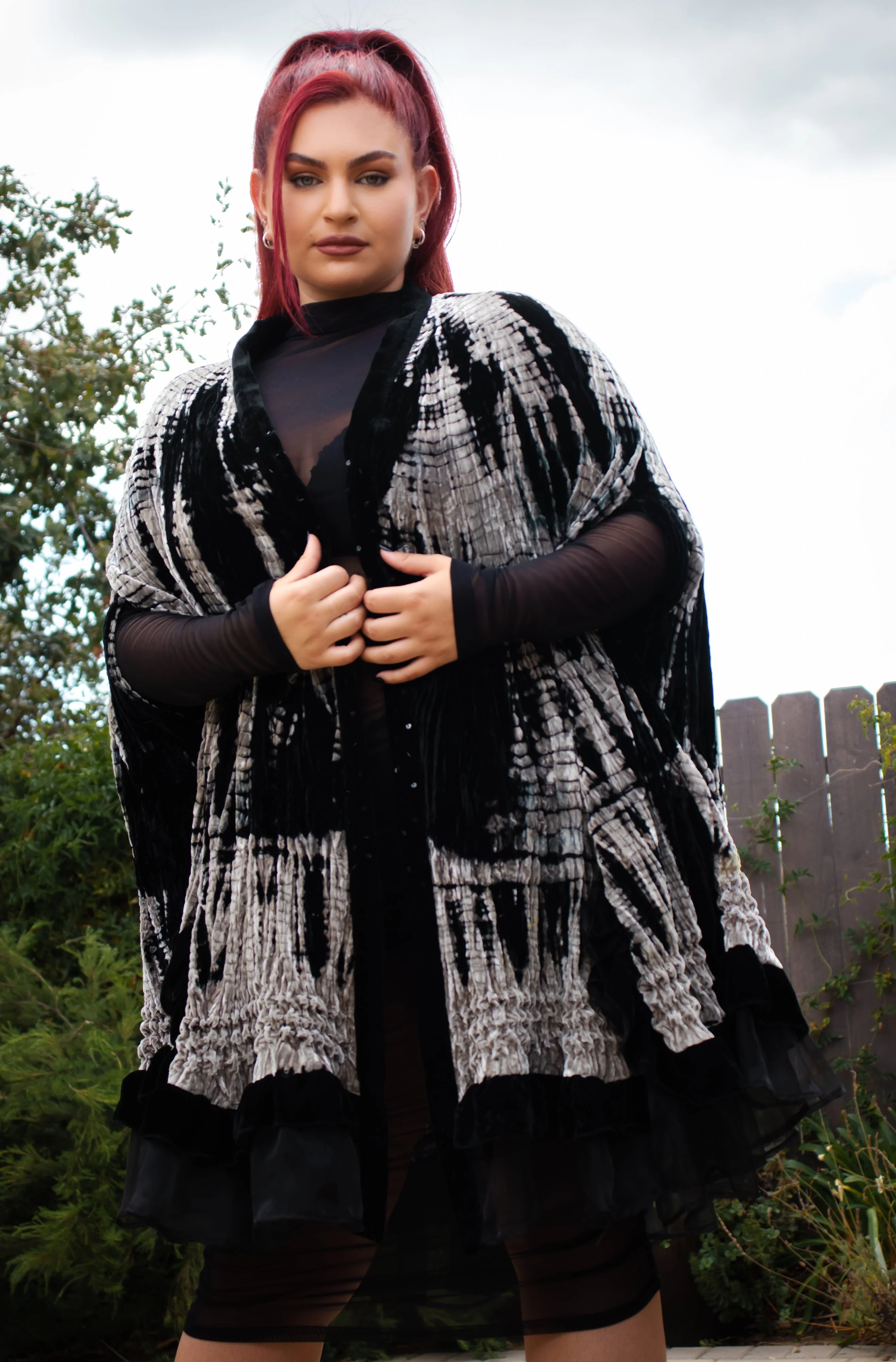 90s Velvet Tie Dye Cape M/l by Mina - Image 3