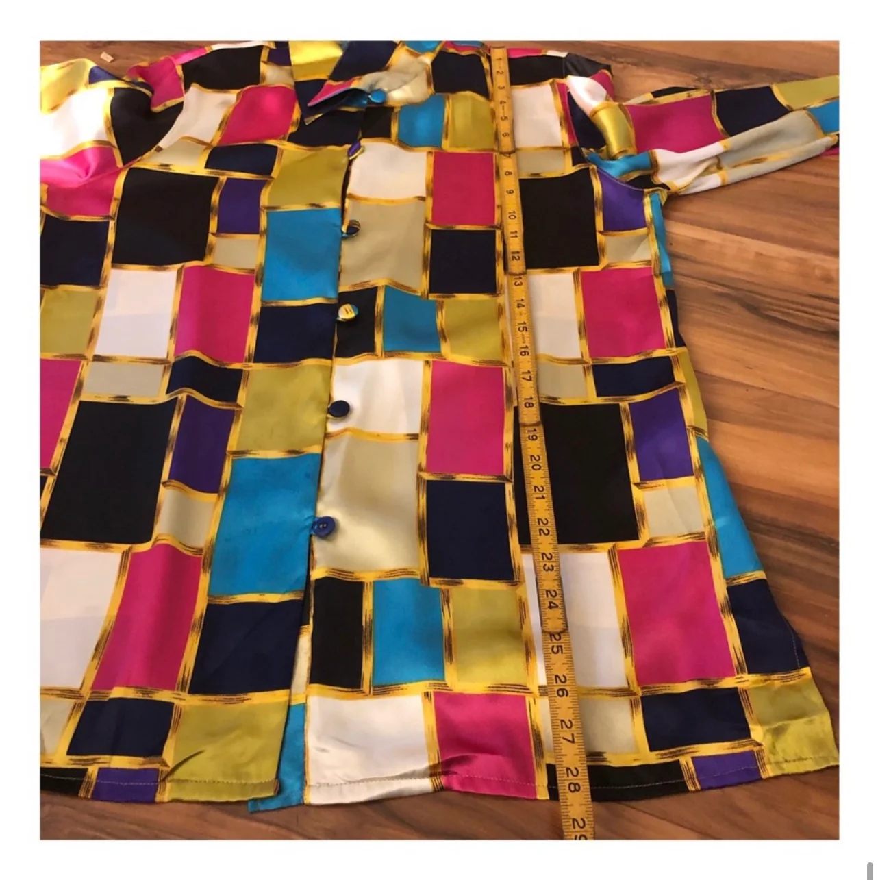 90s Vibrantly Colored Satiny Blouse M/l - Image 6