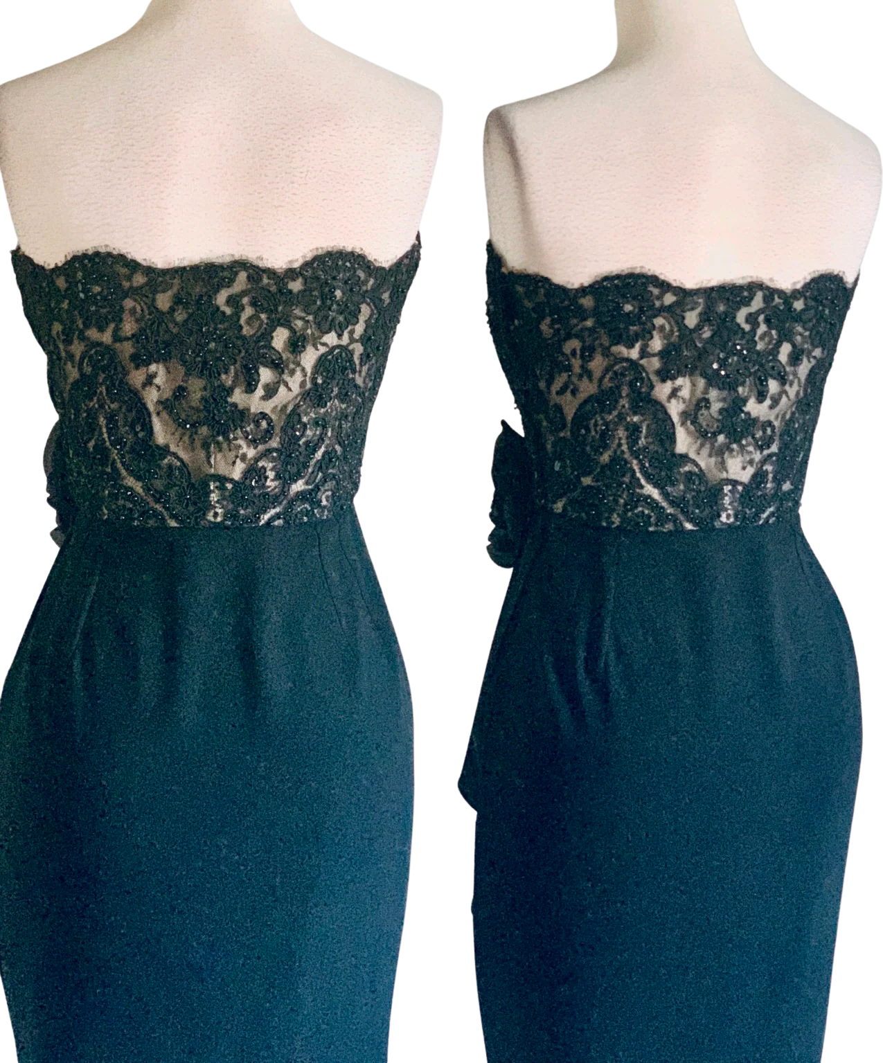 90s Victor Costa Black Strapless Evening Dress By Victor Costa - Image 2