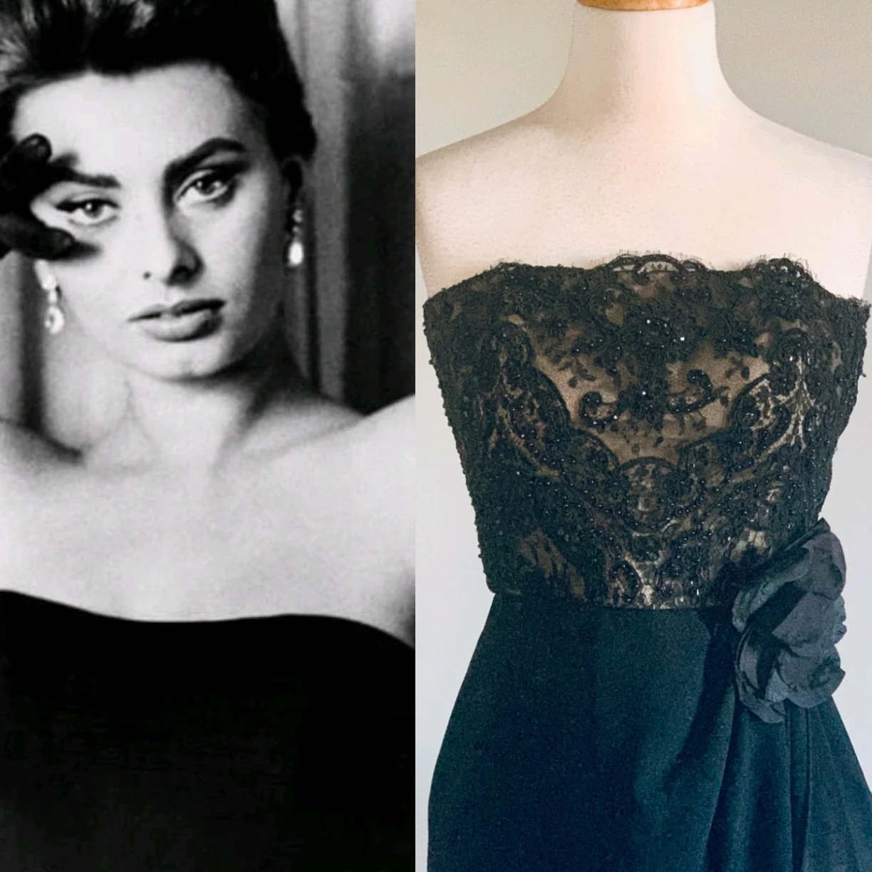 90s Victor Costa Black Strapless Evening Dress By Victor Costa - Image 5