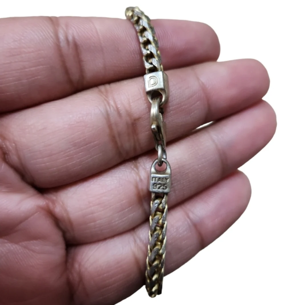 90s Vintage 925 Italy Bling Box Link Chain - Image 3