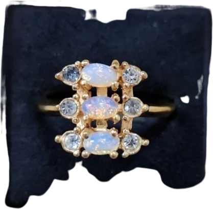 90s Vintage Avon Gold Toned Opalite Ring By Avon