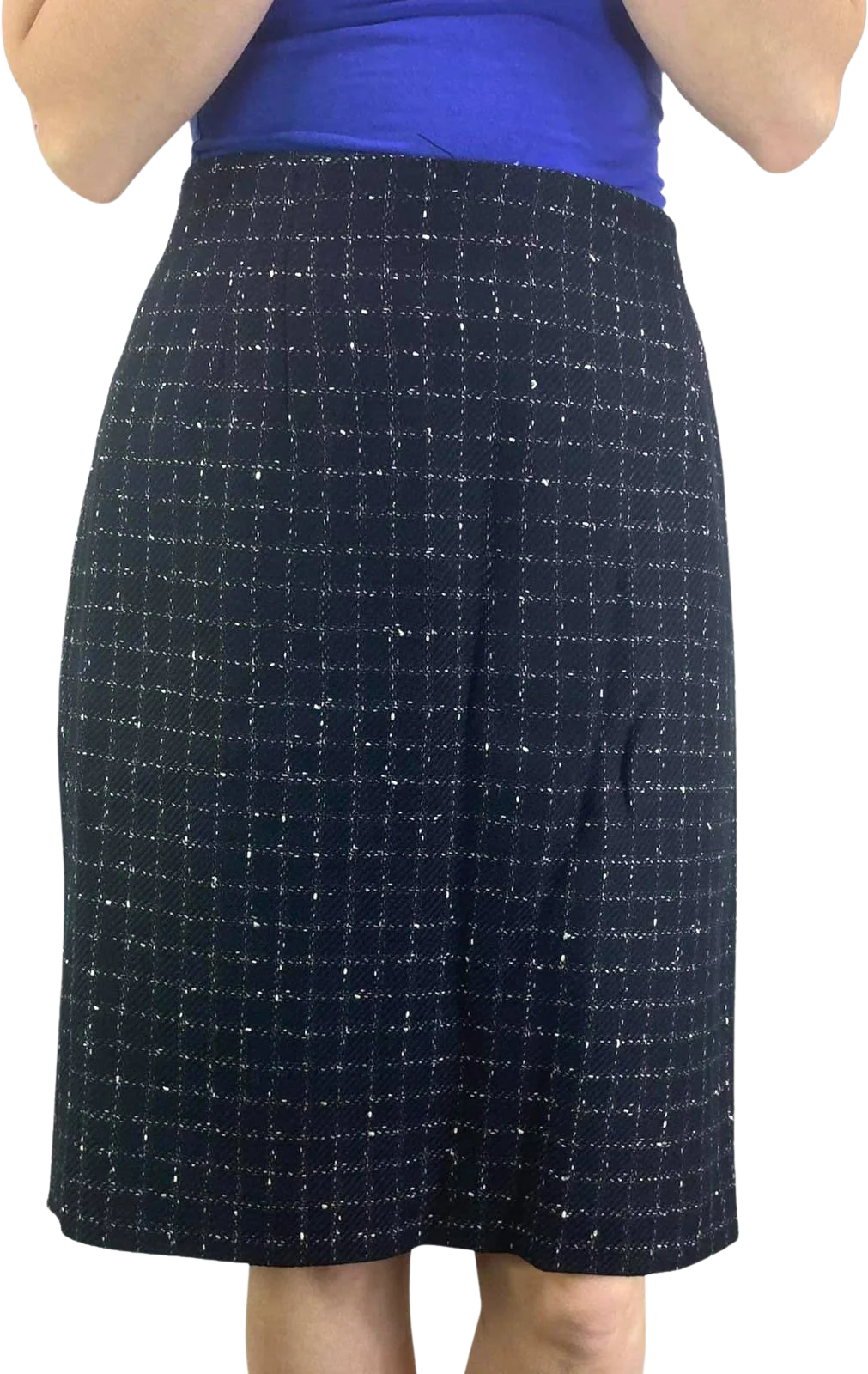 90s Vintage Black Knit Grid Printed Pencil Skirt by Jones New York