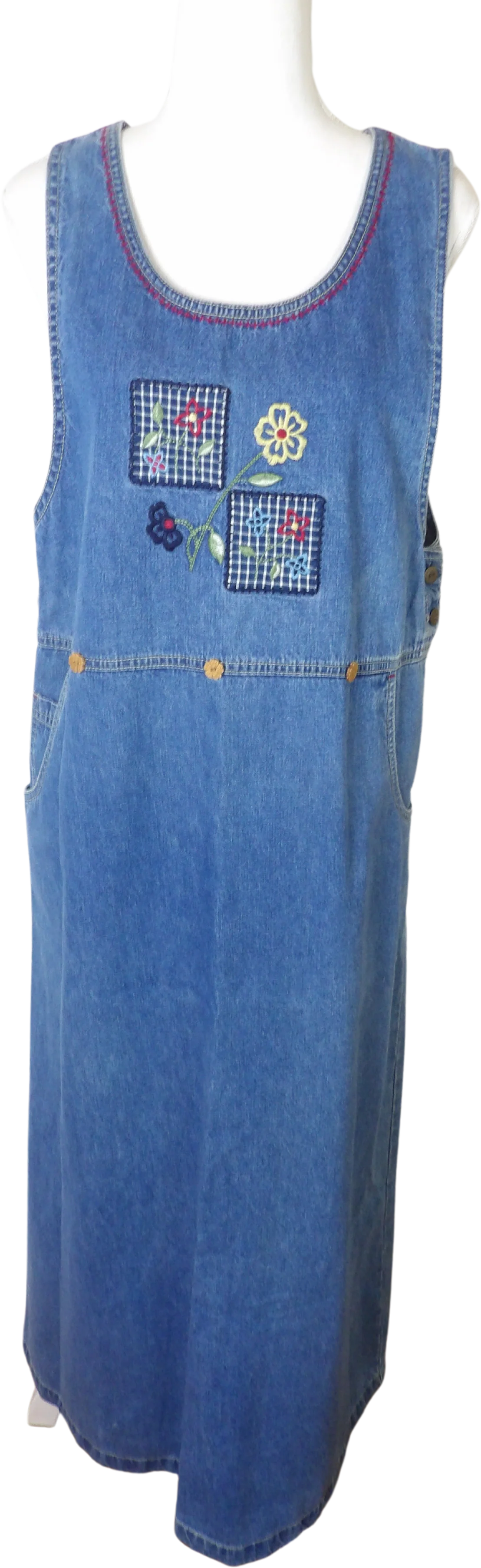 90s Vintage Blue Jean Denim Maxi Jumper / Size 8-10 By White Stag