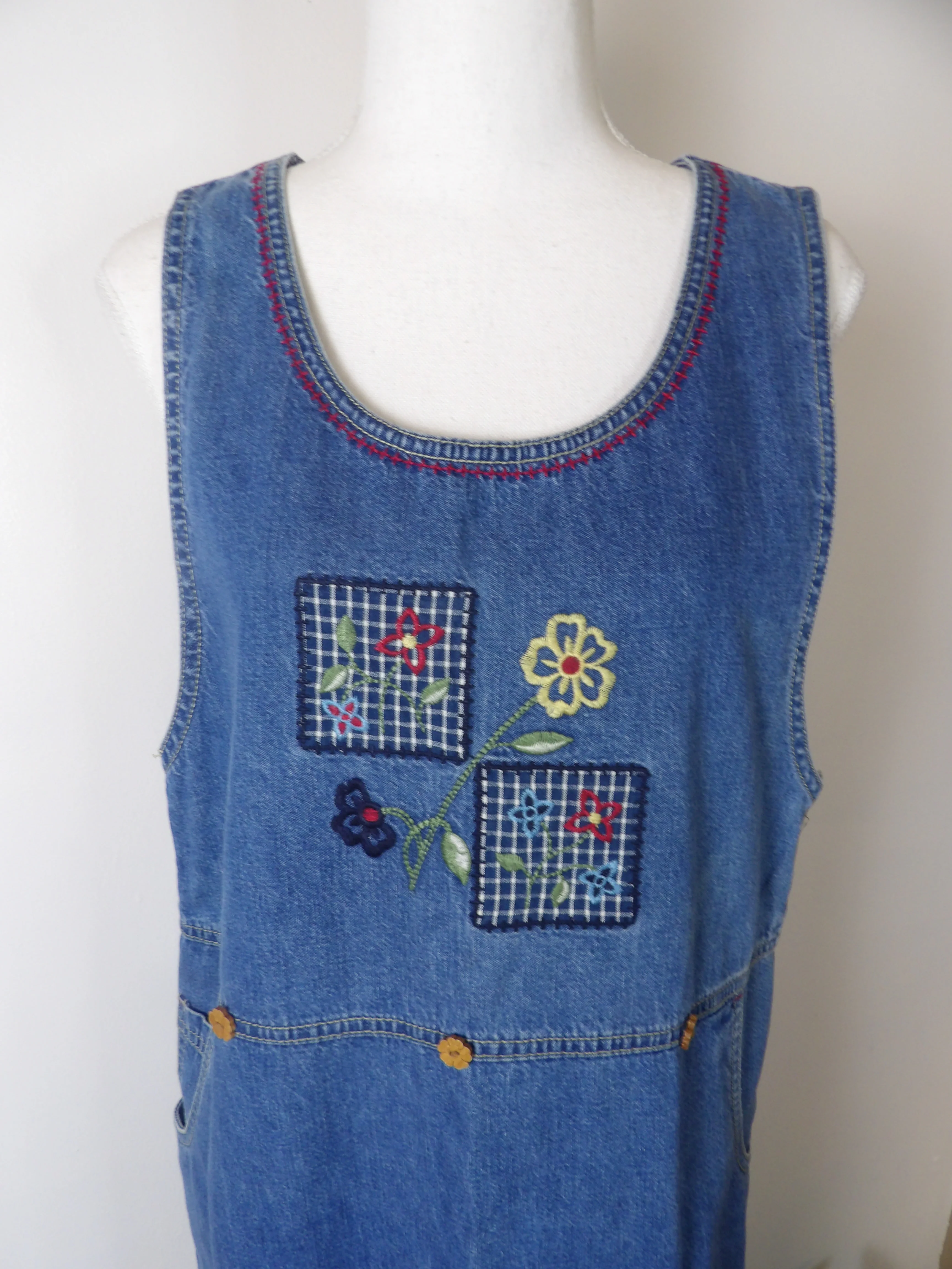 90s Vintage Blue Jean Denim Maxi Jumper / Size 8-10 By White Stag - Image 4