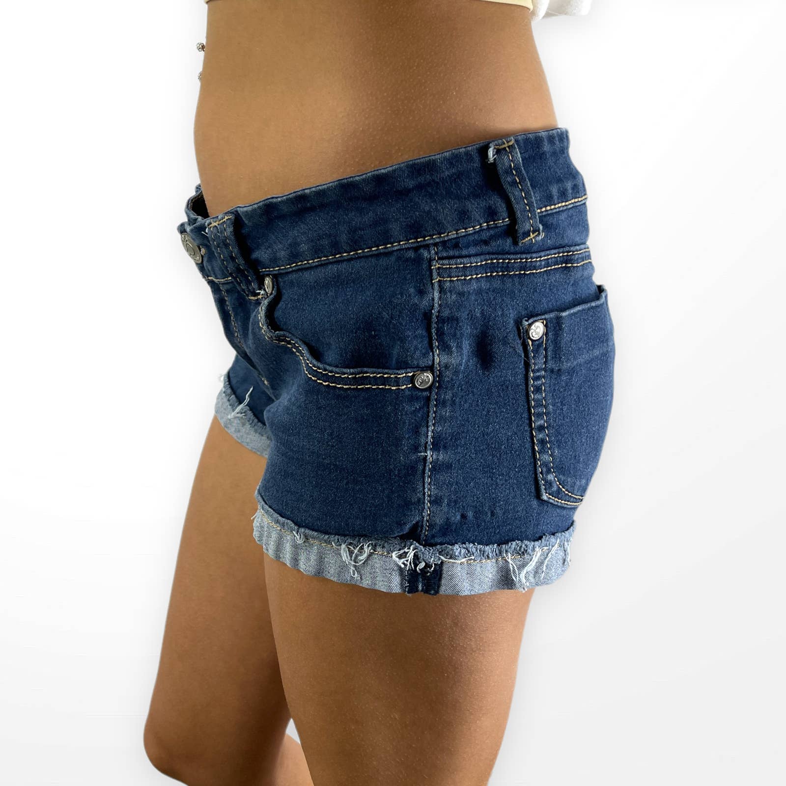 90s Vintage Blue Stretch Jean Cut Off Shorts by Paris Blues - Image 3