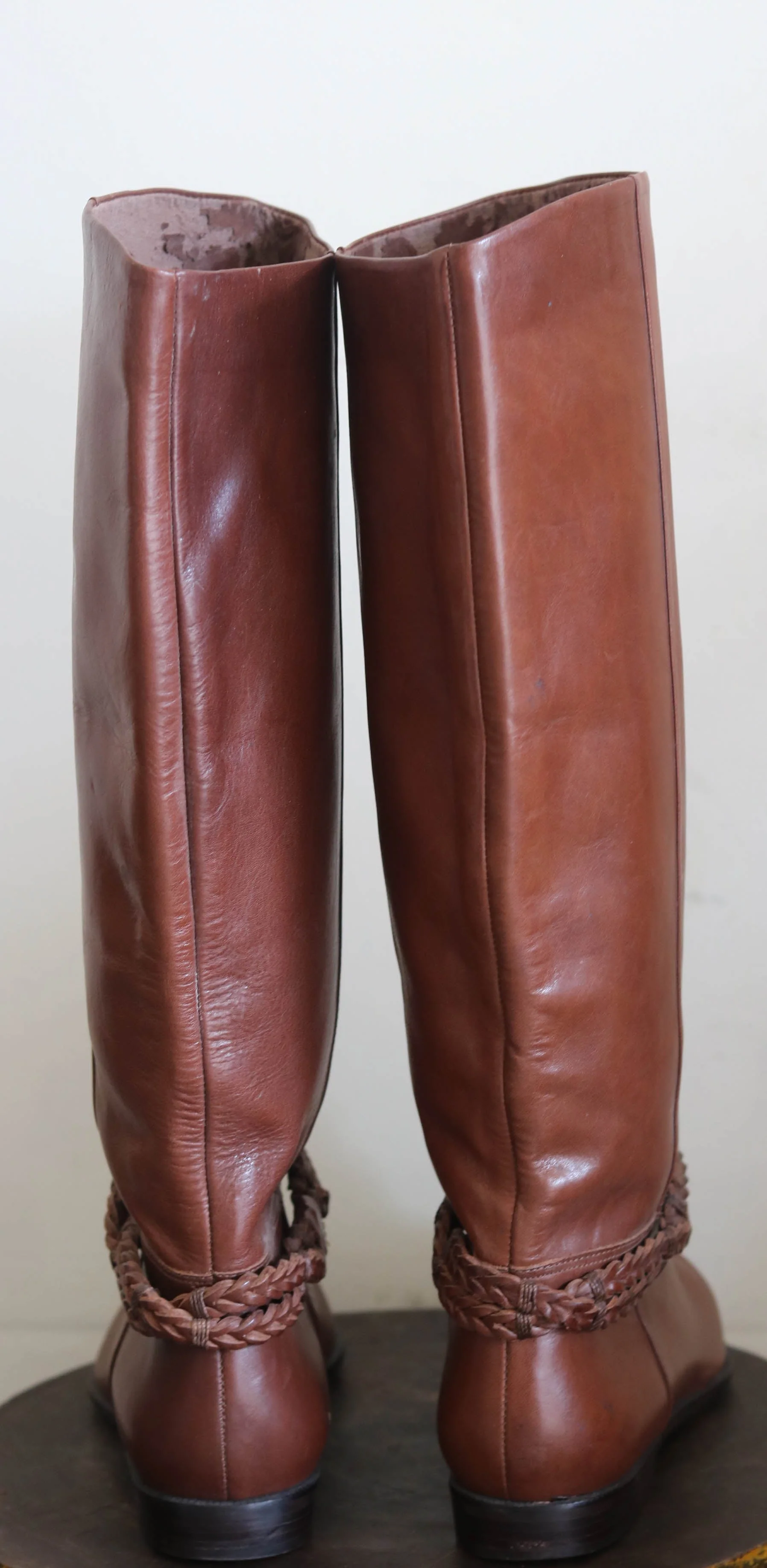 90s Vintage Brown Leather Knee Boots - Image 4