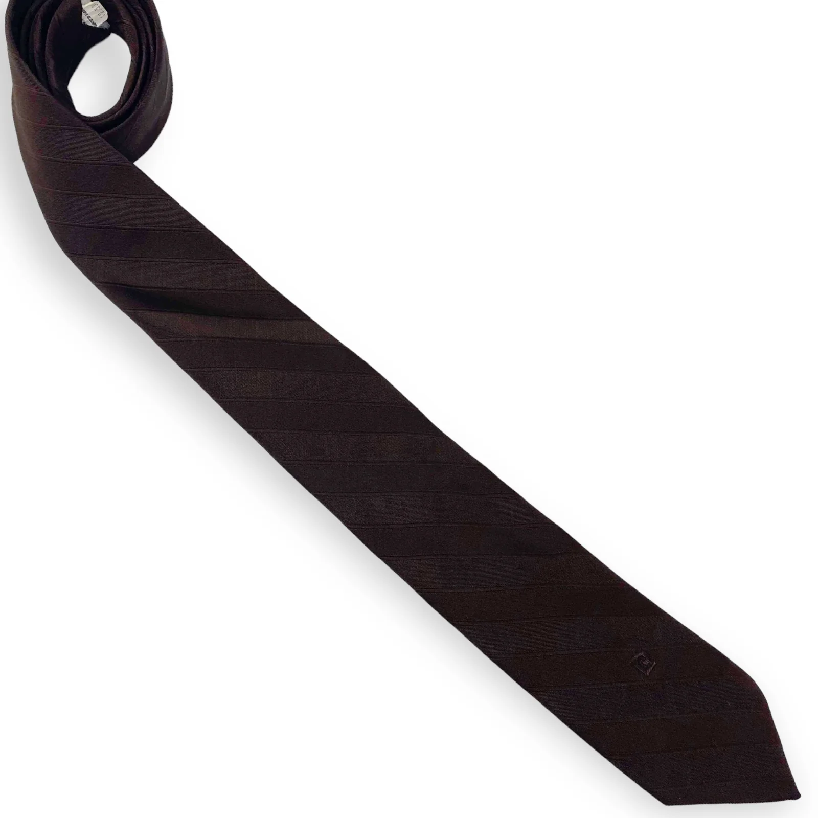 90s Vintage Brown Pointed Skinny Tie by Pierre Cardin - Image 5