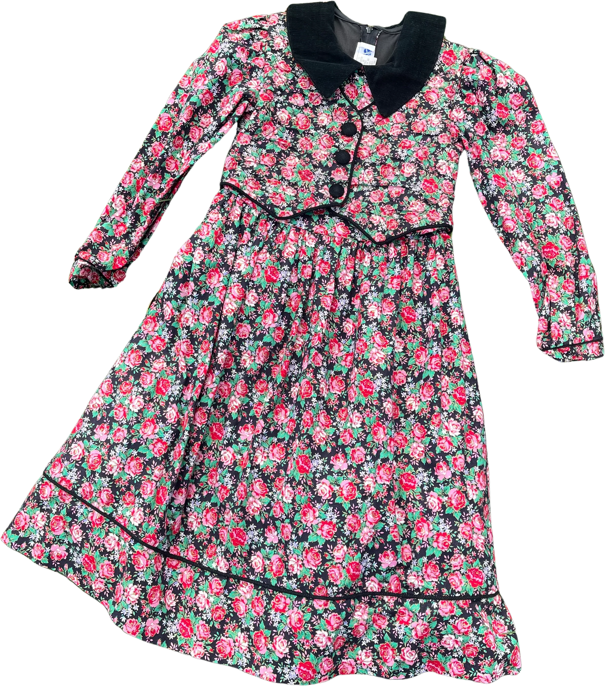 90s Vintage Children's Floral Cotton Dress By Sylvia Whyte