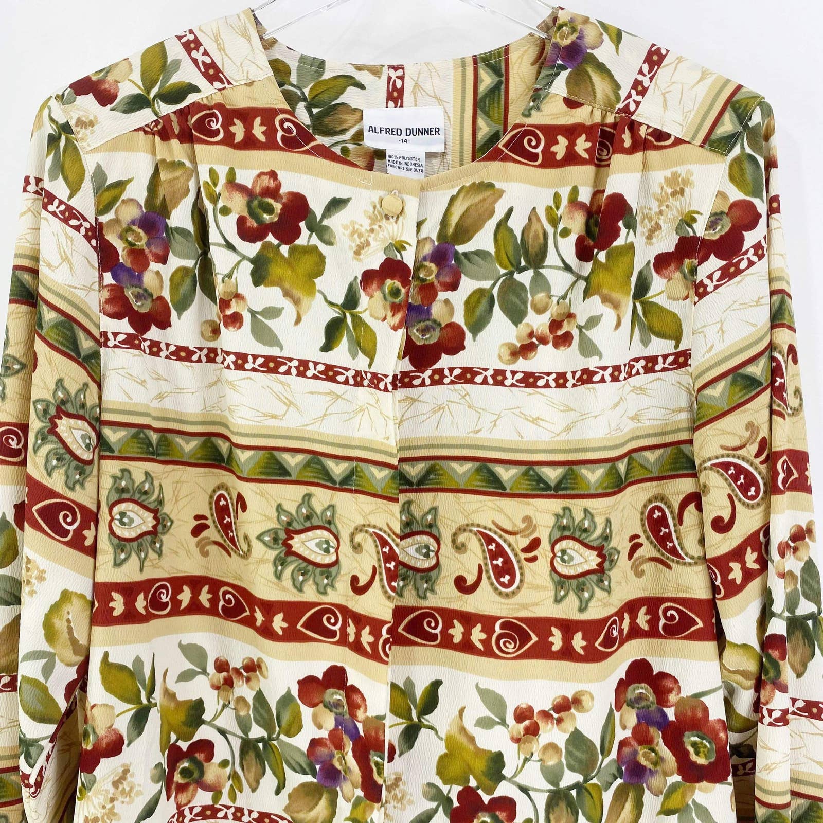 90s Vintage Floral Collarless Button Up by Alfred Dunner - Image 5