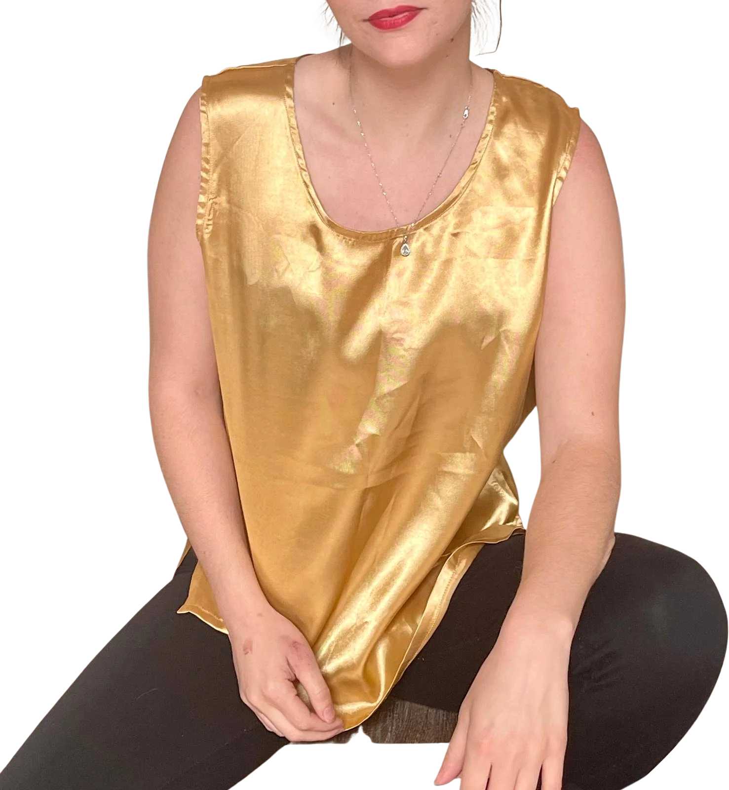 90s Vintage Gold Sleeveless Scoop Neck Blouse by Marisol