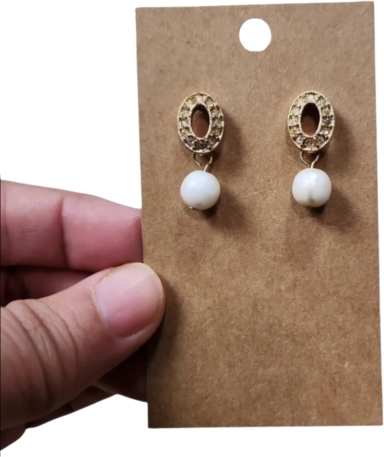 90s Vintage Gold Toned Bling Oval Ball Post Earrings