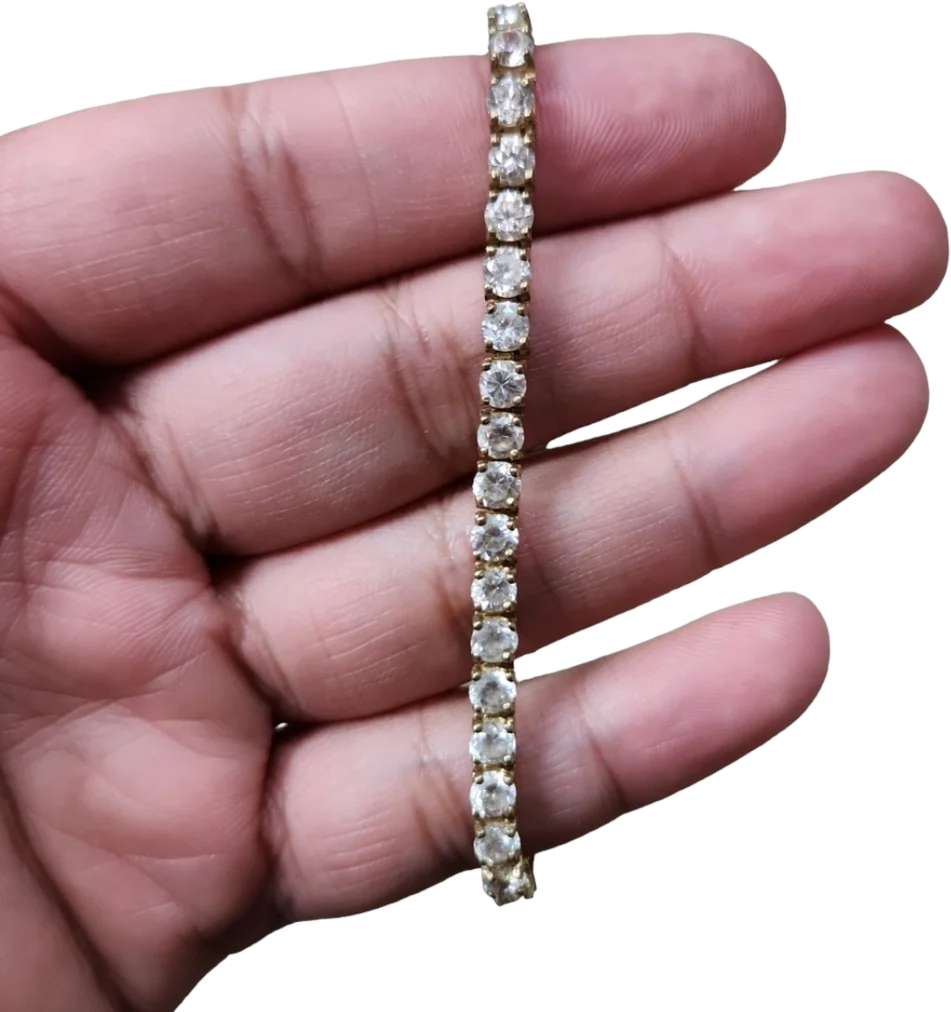 90s Vintage Gold Toned Bling Tennis Bracelet