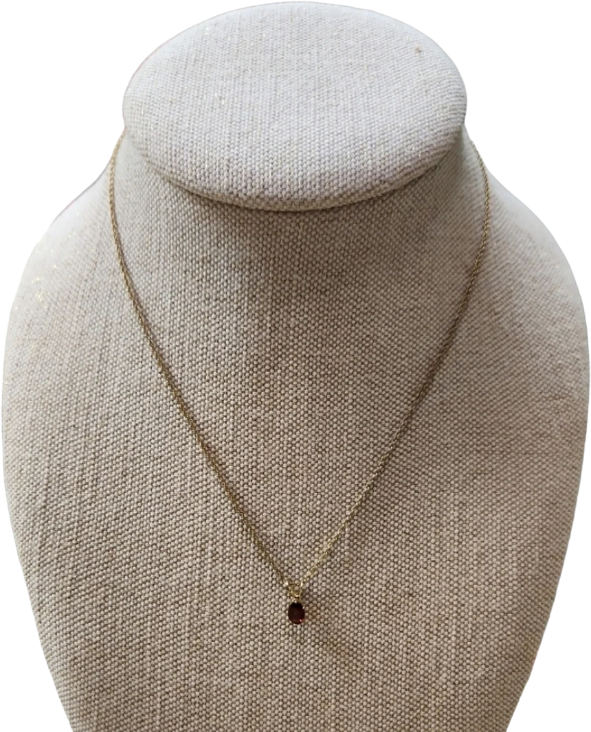 90s Vintage Gold Toned Garnet Pendant Necklace