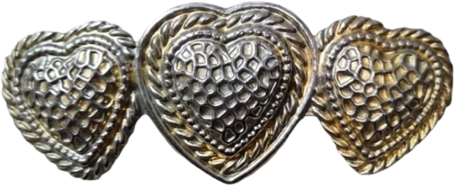 90s Vintage Gold Toned Hearts Barette Hair Clip