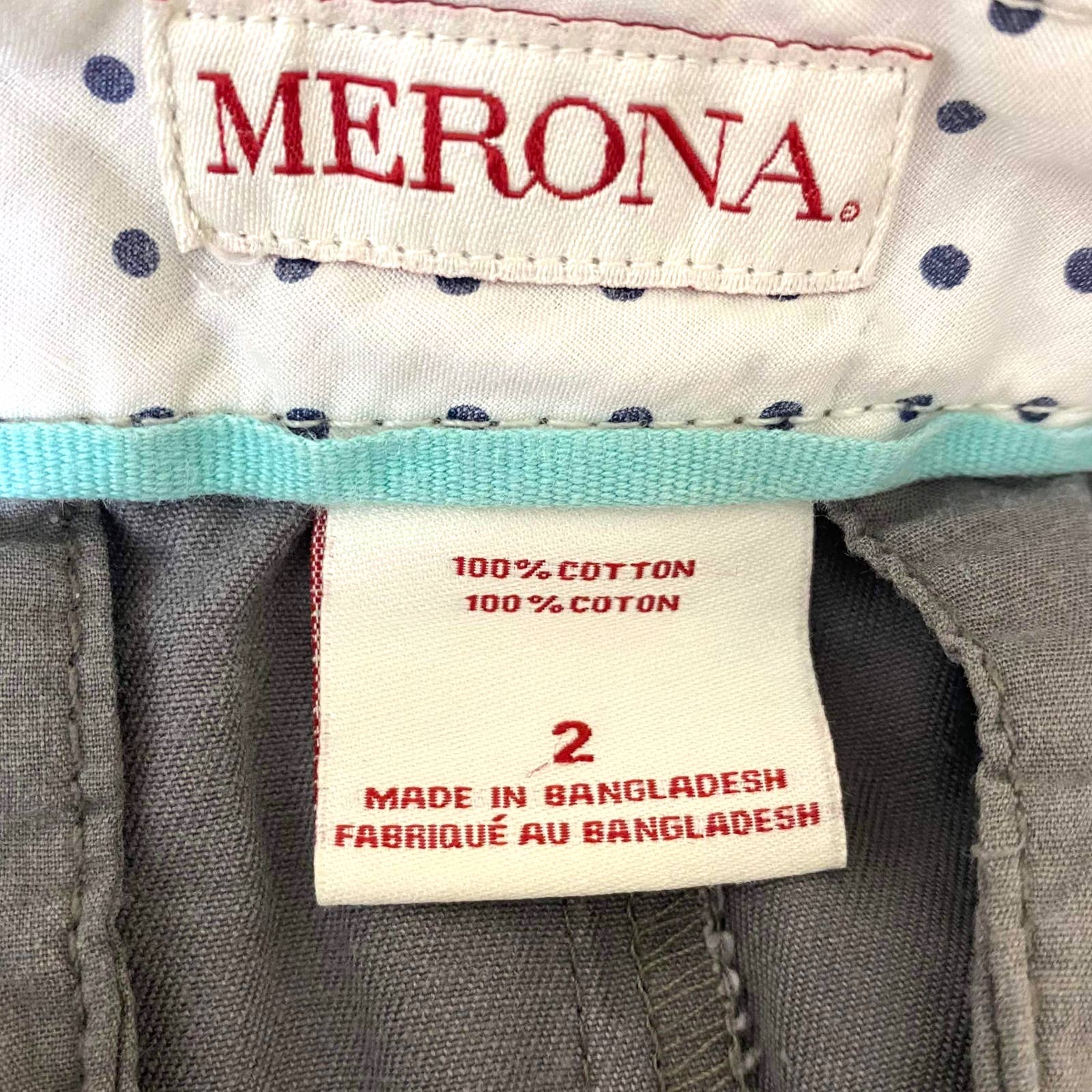 90s Vintage Gray Cotton Flat Front Casual Short by Merona - Image 4