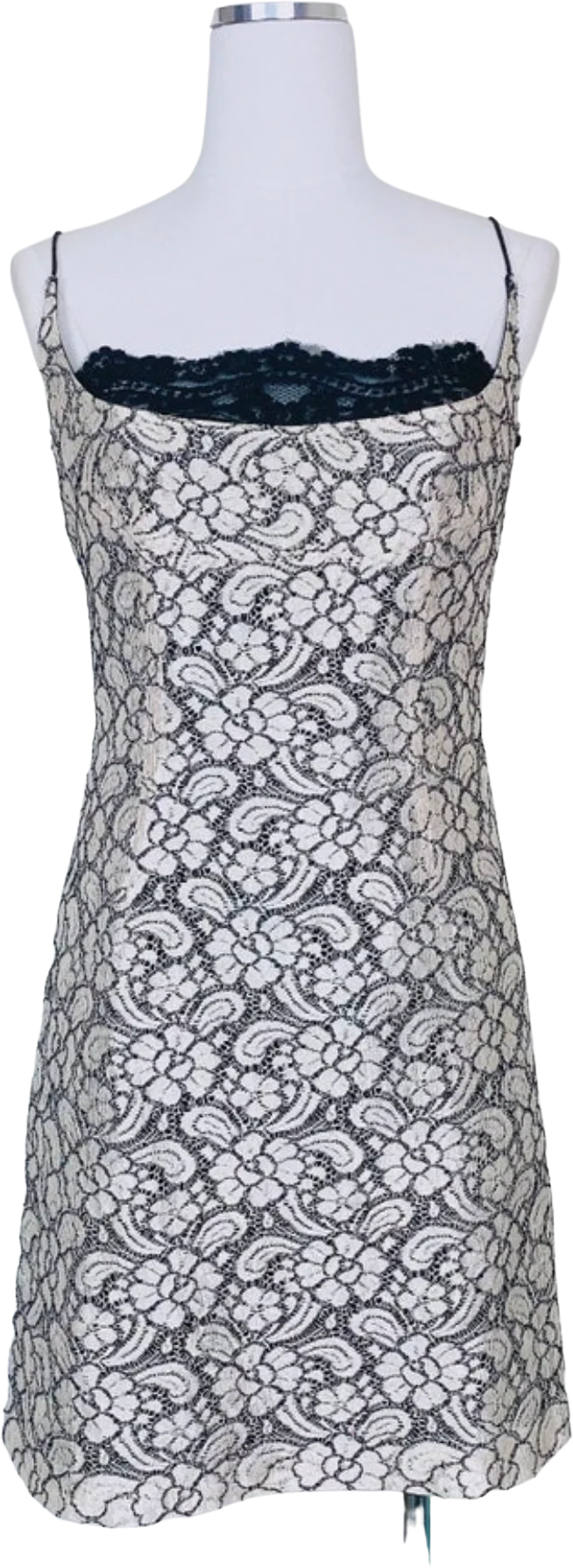 90s Vintage Gray Lace Carmen Marc Valvo Mini Dress By Carmen Marc Valvo