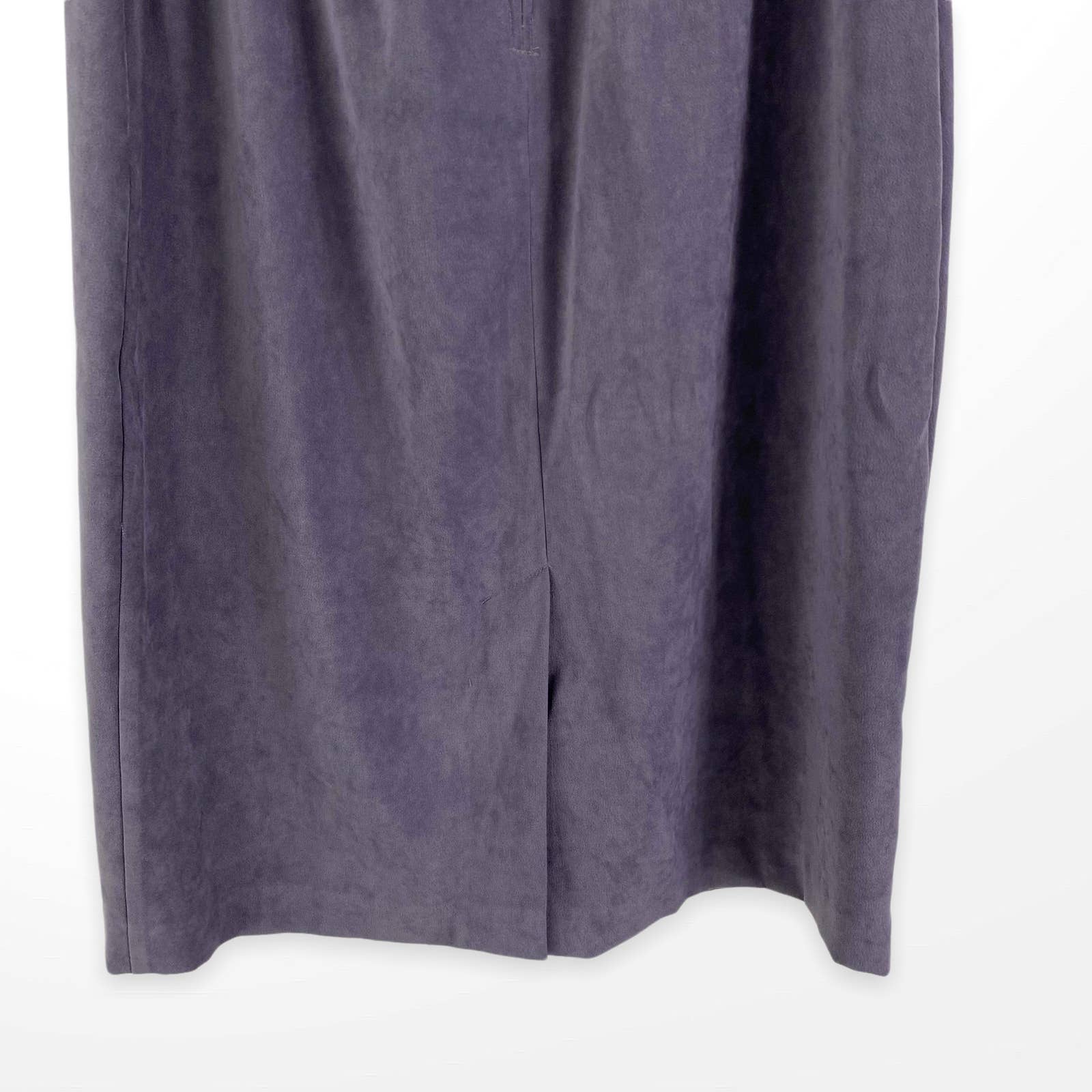 90s Vintage Gray Velour Stretch Waist Back Slit Pencil Skirt - Image 6