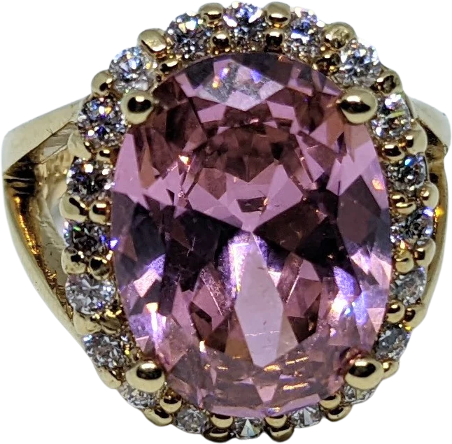 90s Vintage Jacqueline Kennedy Sim Pink Kunzite Ring by Camrose & Cross