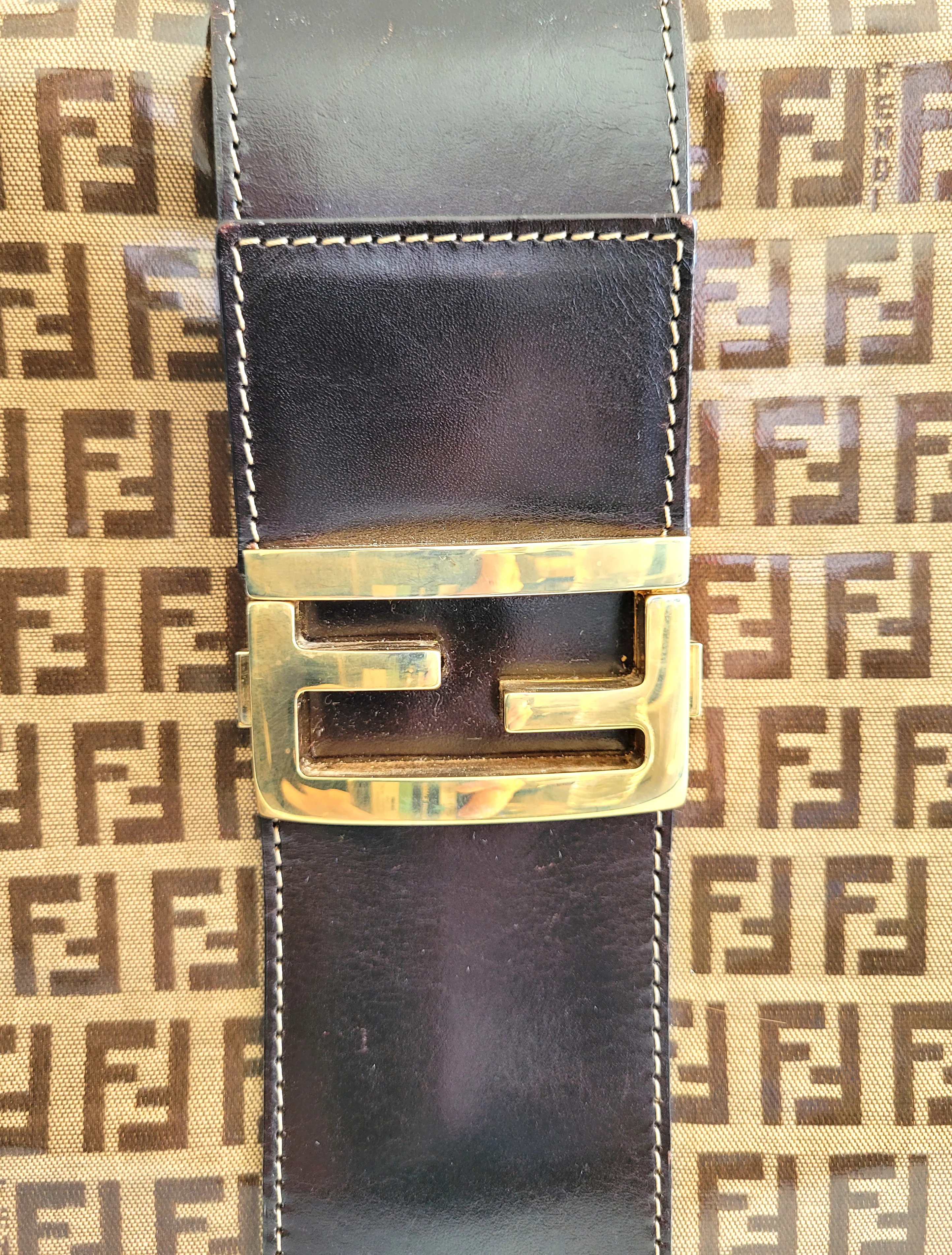 90s Vintage Large Overnight Bag Weekender Bag Leather By Fendi - Image 3