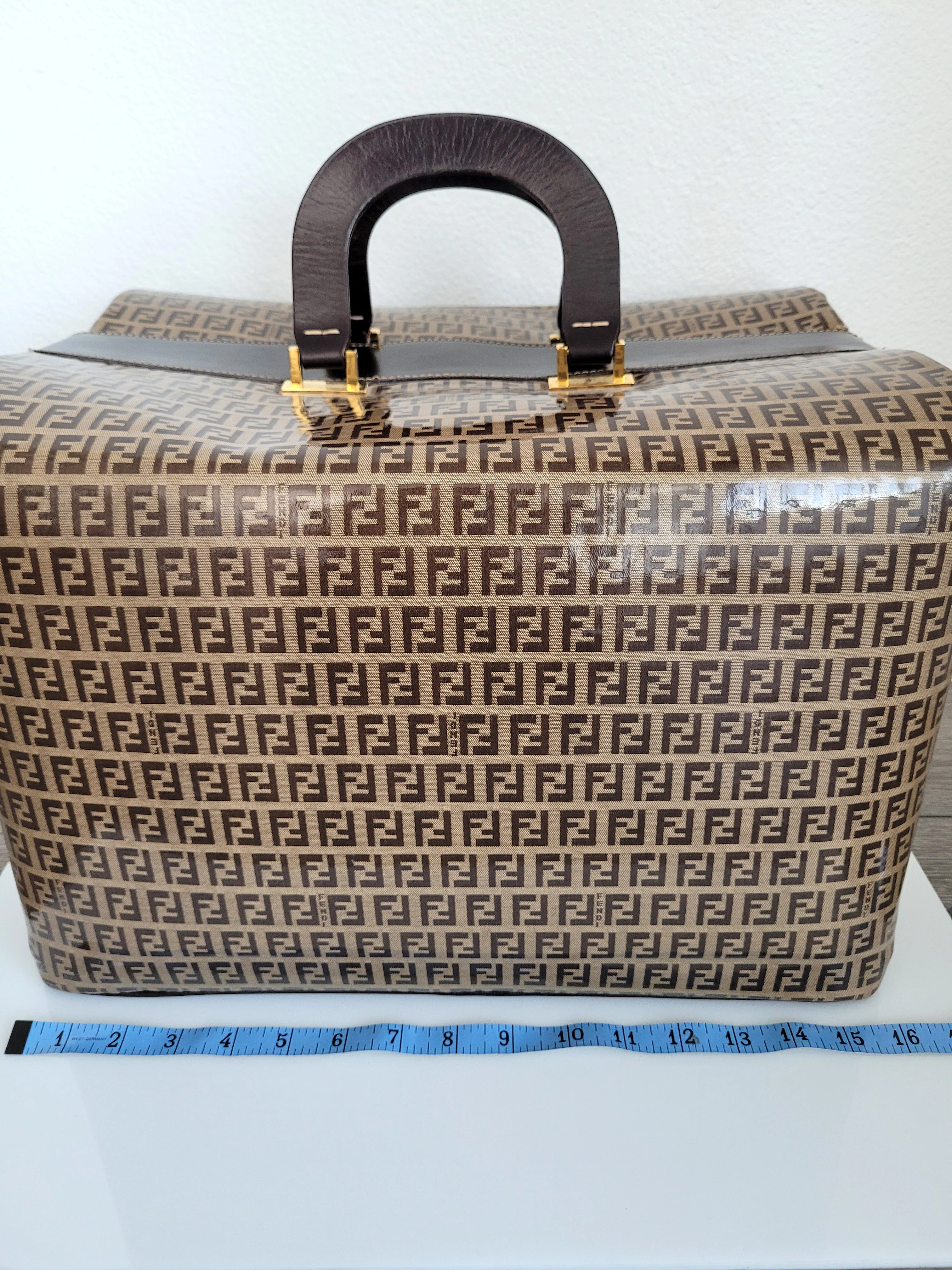 90s Vintage Large Overnight Bag Weekender Bag Leather By Fendi - Image 6