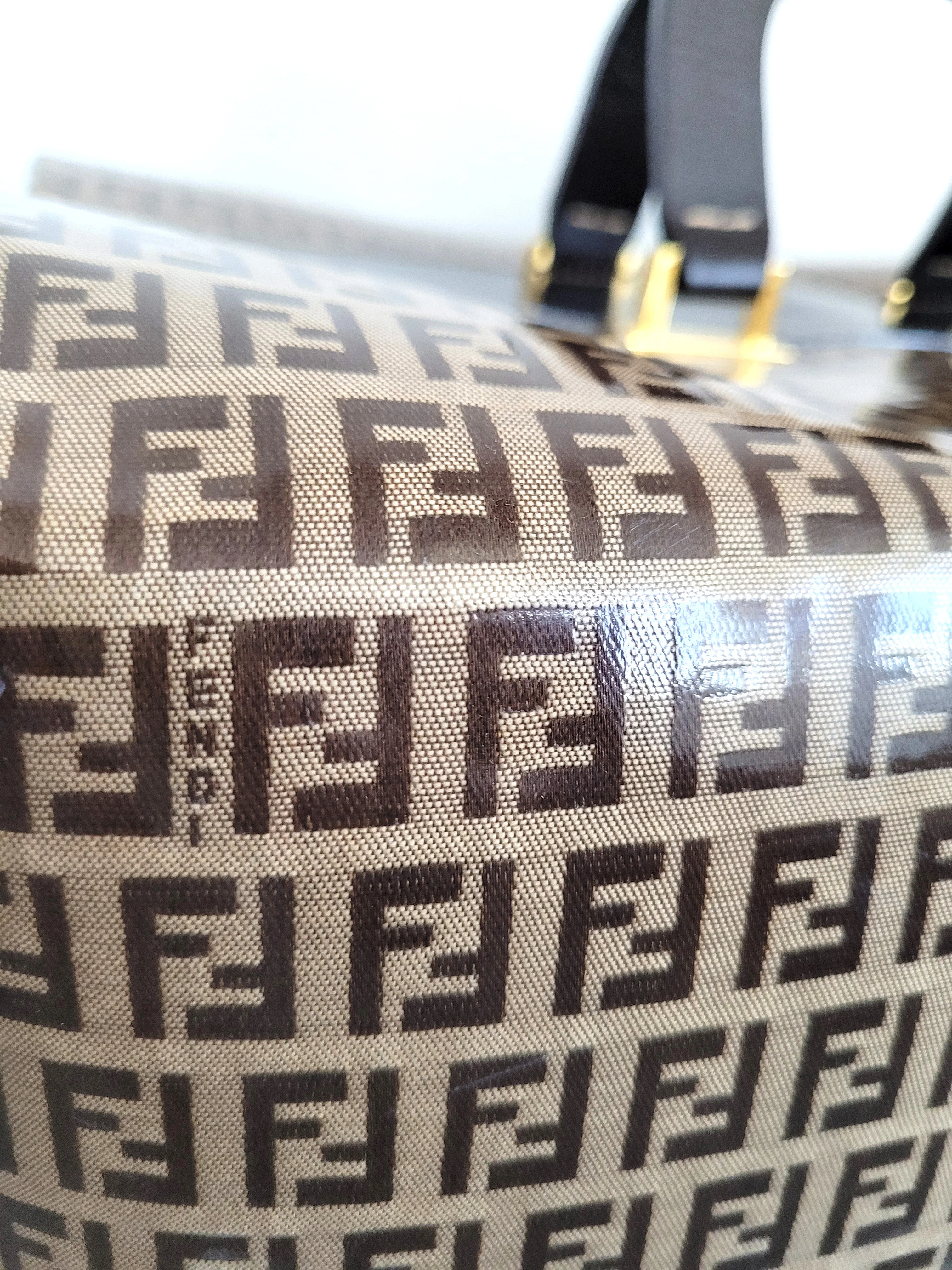 90s Vintage Large Overnight Bag Weekender Bag Leather By Fendi - Image 7