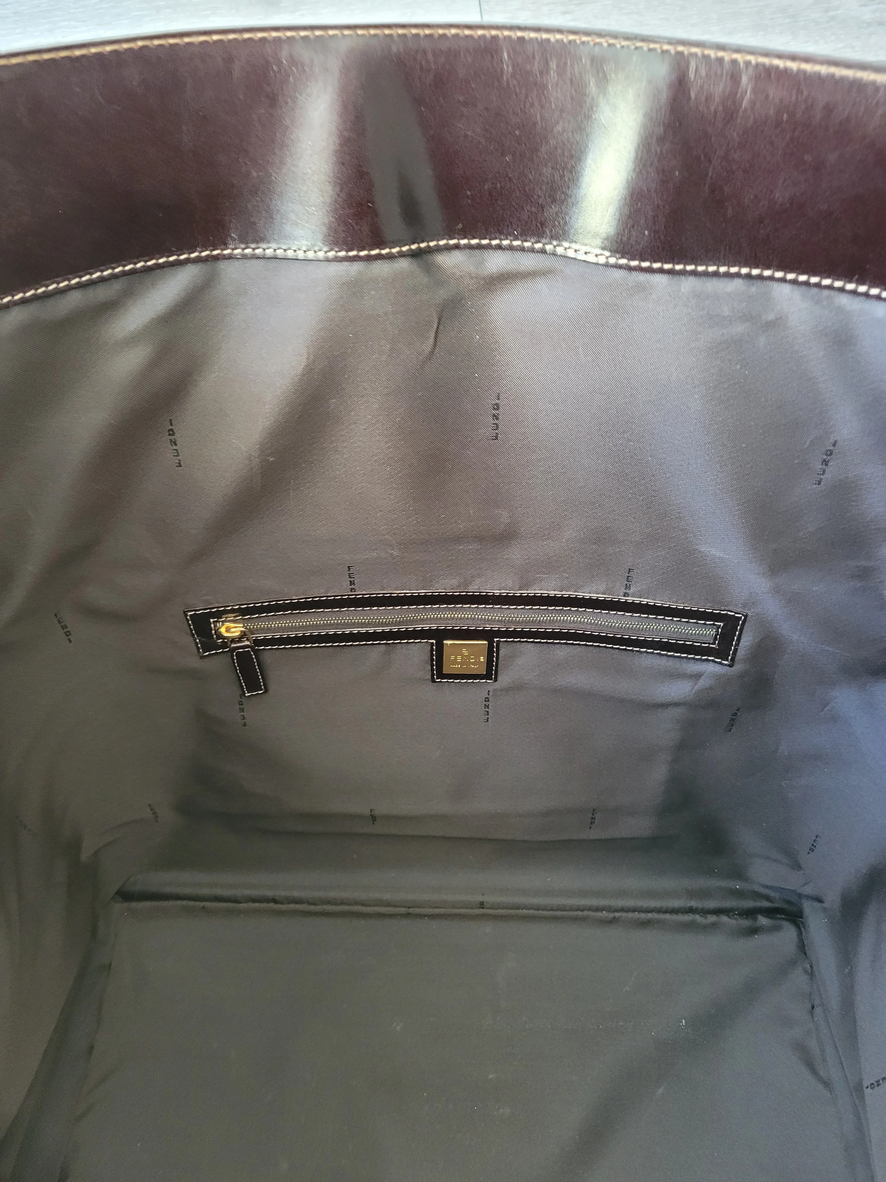 90s Vintage Large Overnight Bag Weekender Bag Leather By Fendi - Image 9