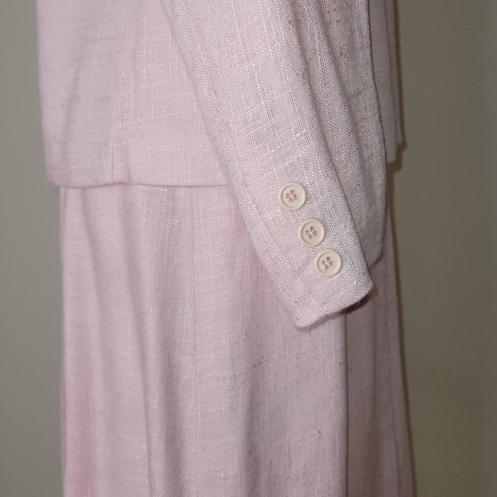 90s Vintage Light Pink Textured Pleated A-Line Jacket and Skirt Set - Size Small - Image 6