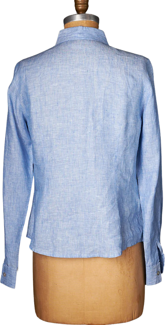 90s Vintage Mario Romano Blue Linen Shirt By Mario Romano - Image 2