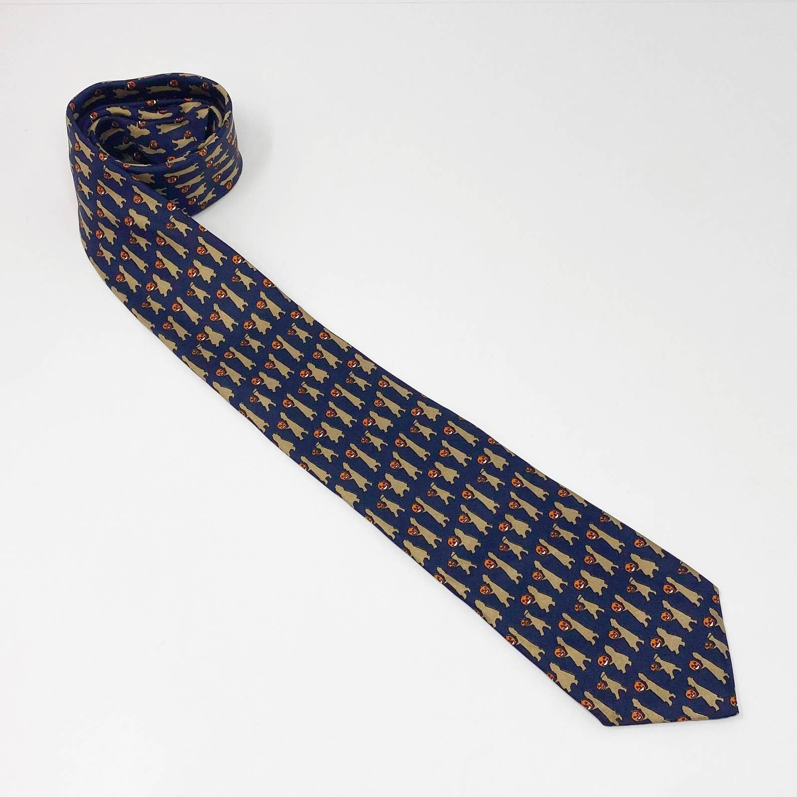 90s Vintage Navy Blue 100% Silk "trick Or Treat" Halloween Novelty Tie by Allyn - Image 5