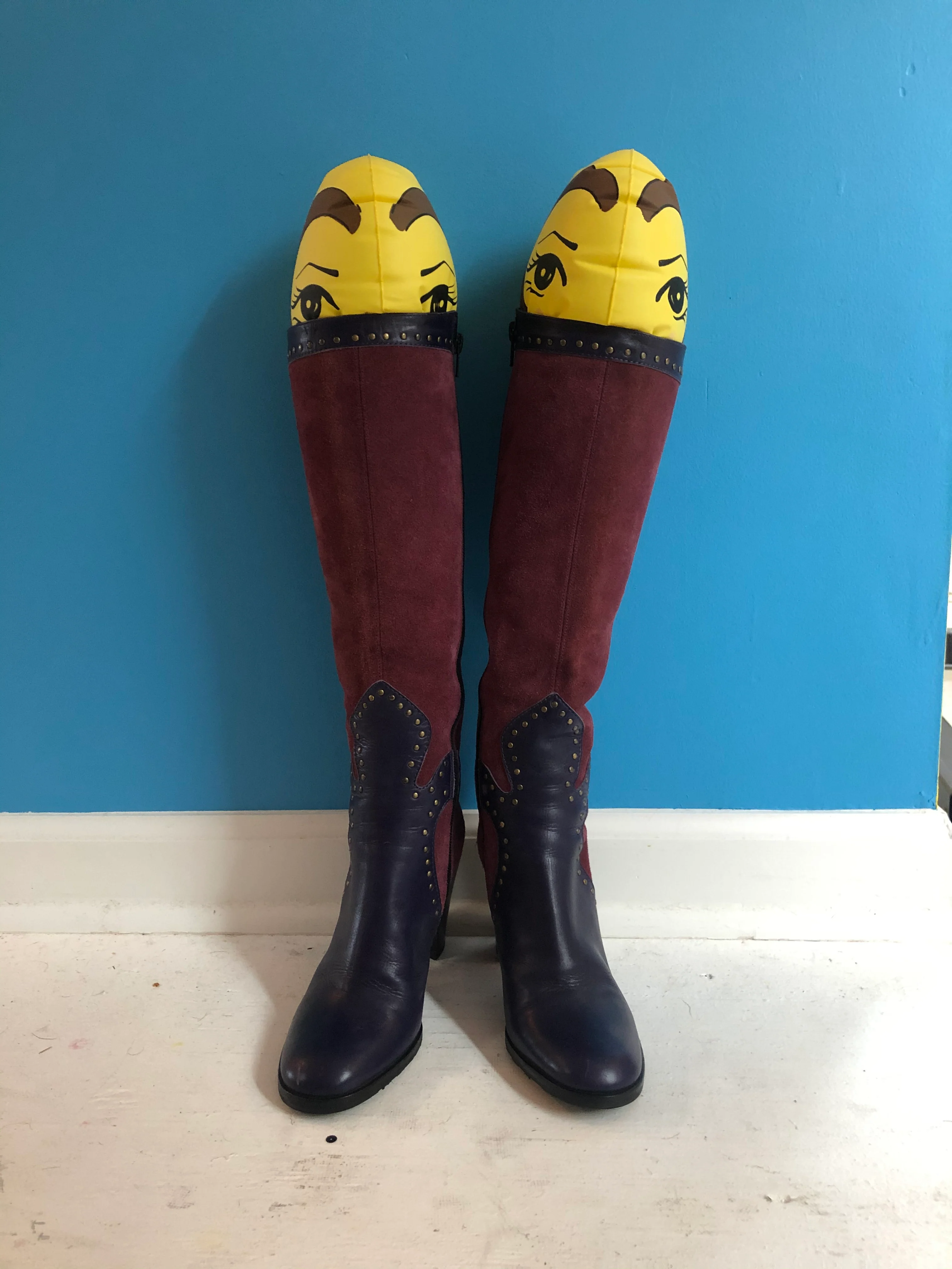 90s Vintage Purple And Suede Gogo Boots 60s Style By Patrick Cox - Image 3
