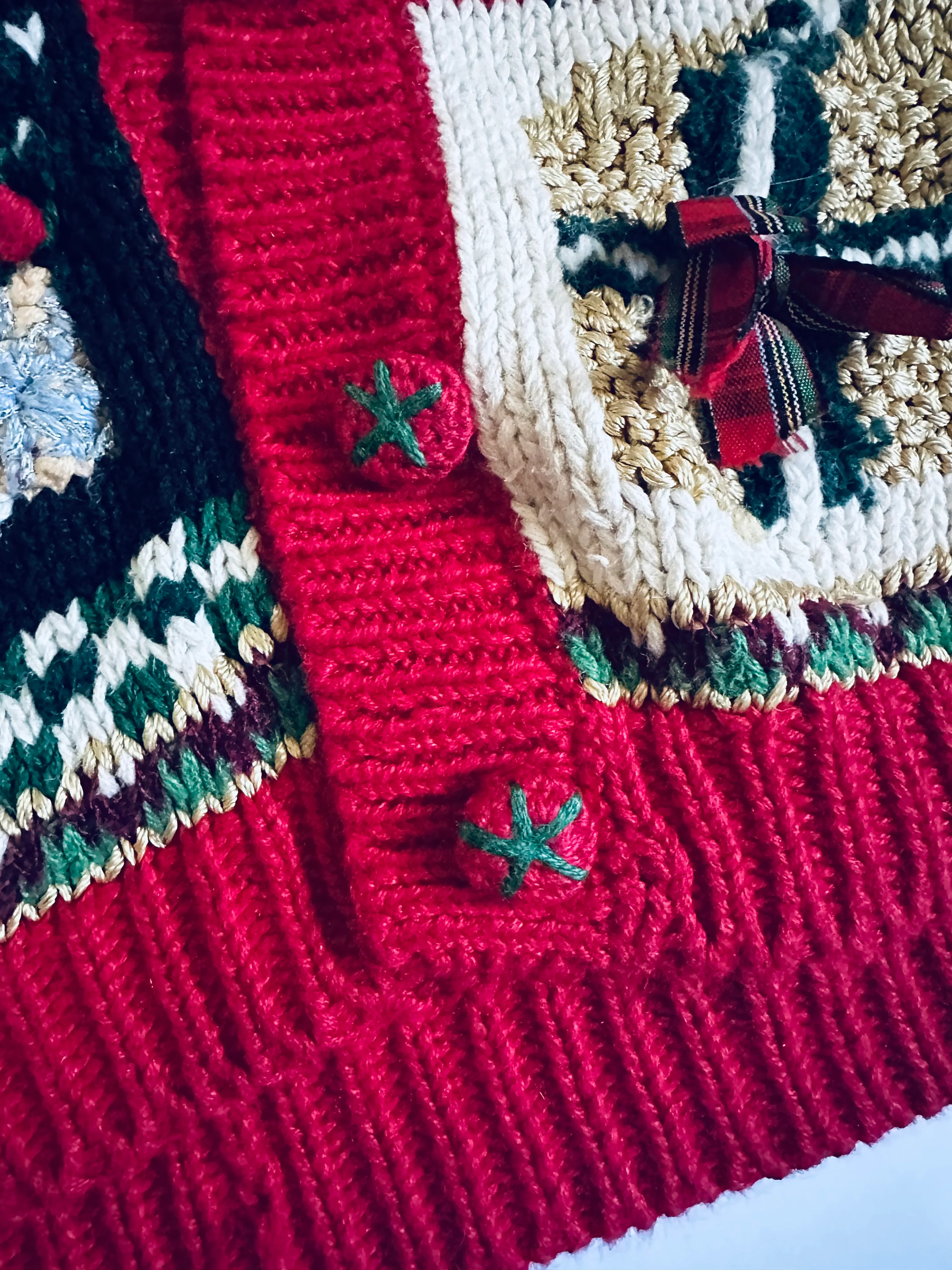 90s Vintage Red Detailed Ugly Christmas Cardigan By Heirloom Collectibles - Image 6