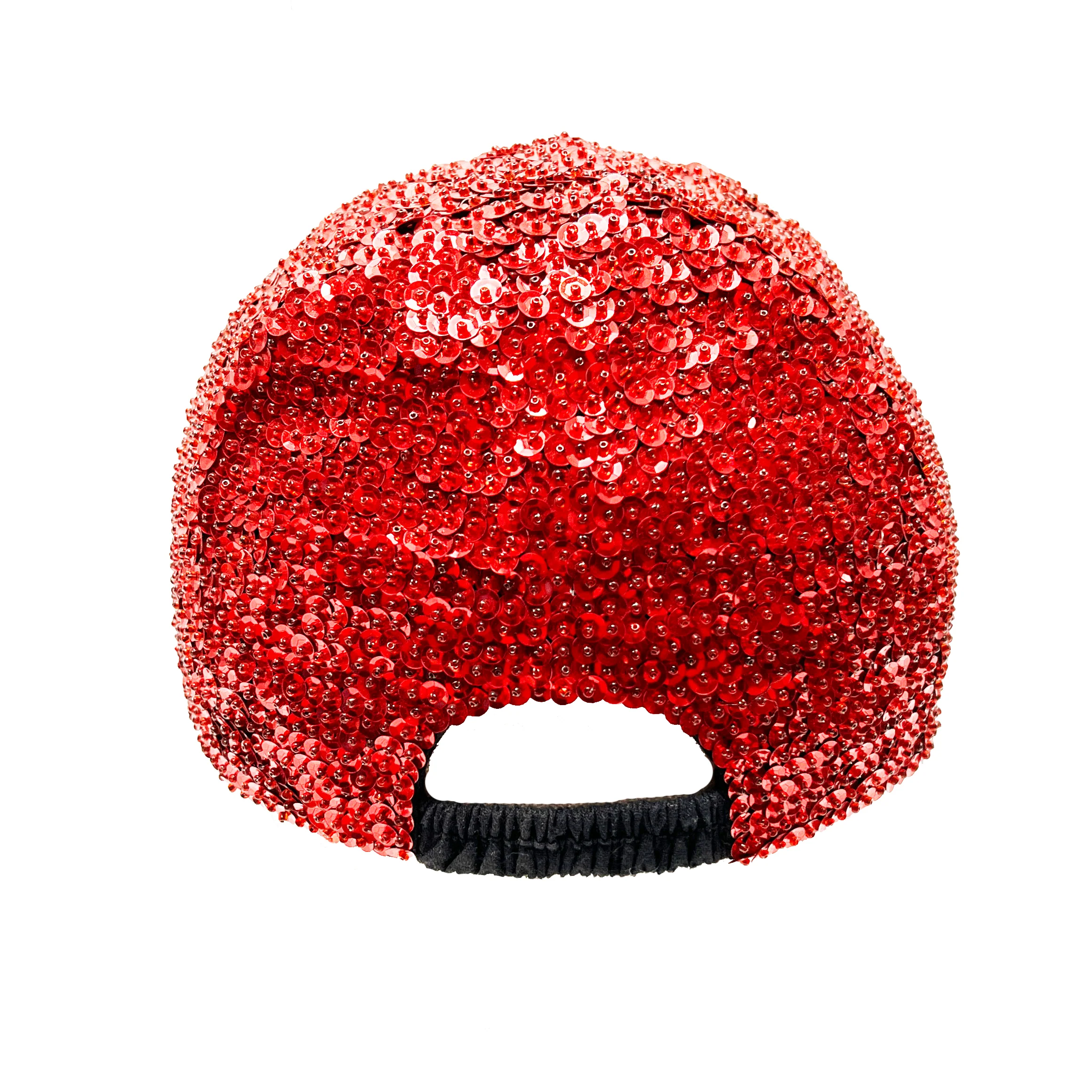 90s Vintage Sassy Sequined And Beaded Glam Red Hat - Image 3