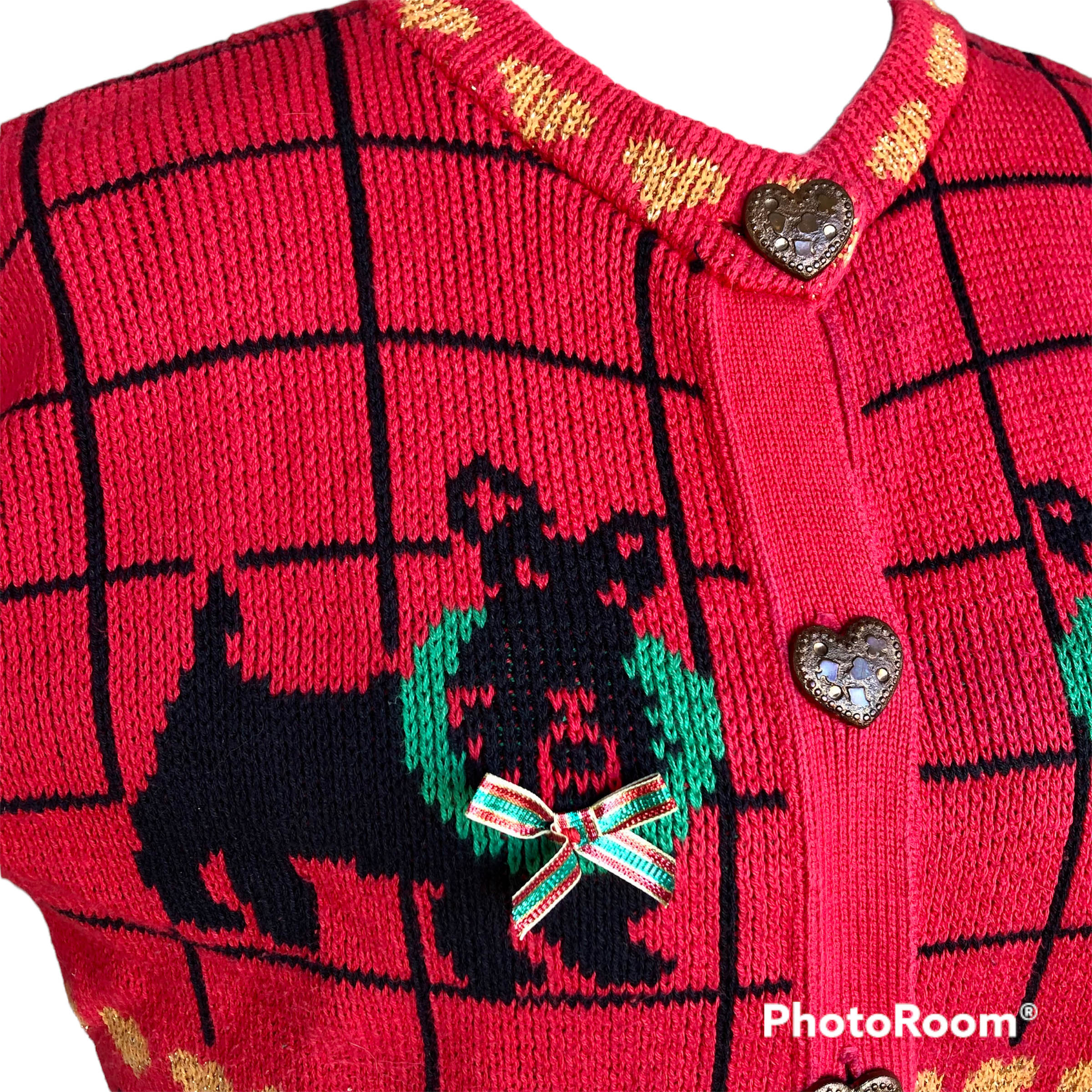 90s Vintage Scottie Dogs Christmas Cardigan Size Small By Sweater Loft Ny - Image 3