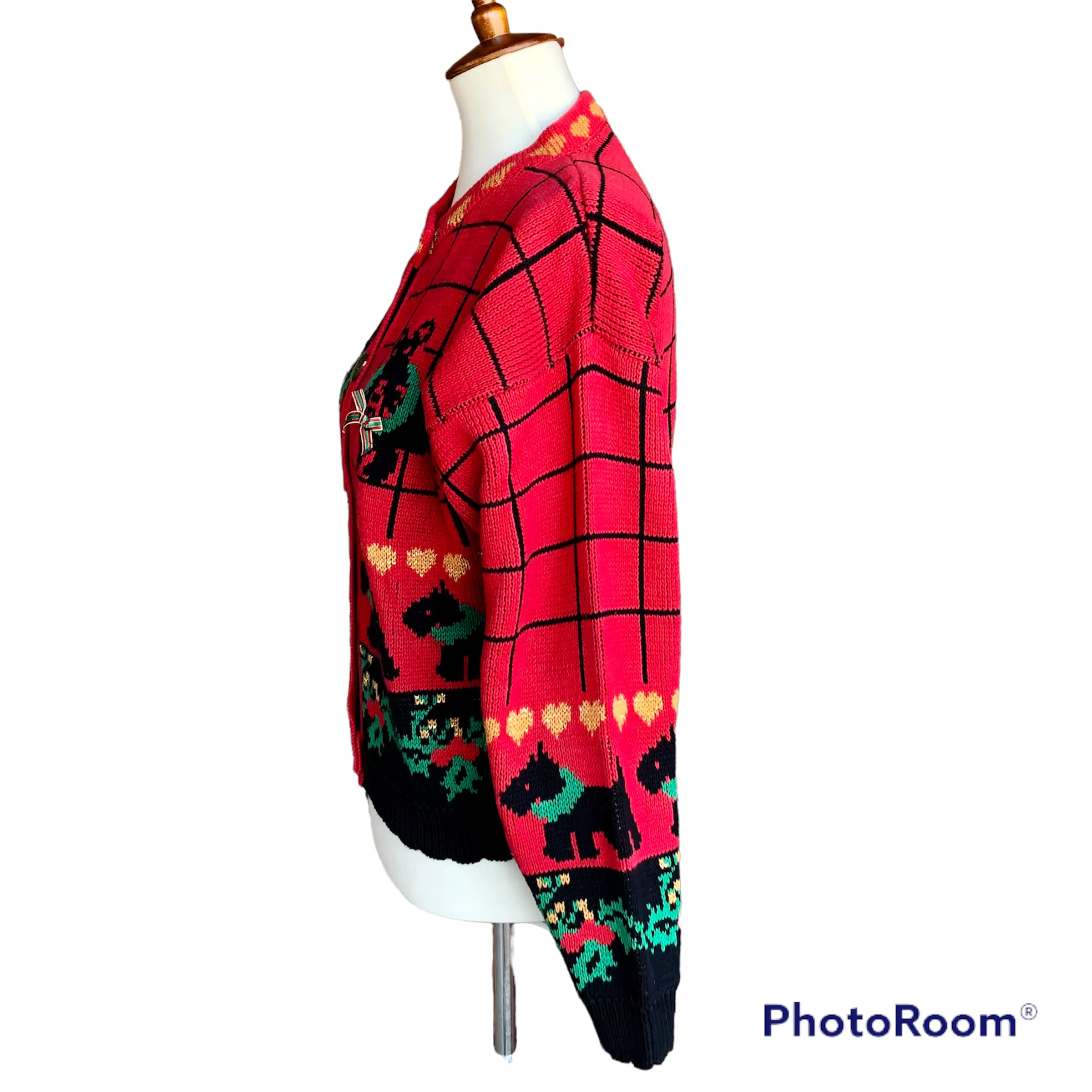 90s Vintage Scottie Dogs Christmas Cardigan Size Small By Sweater Loft Ny - Image 7