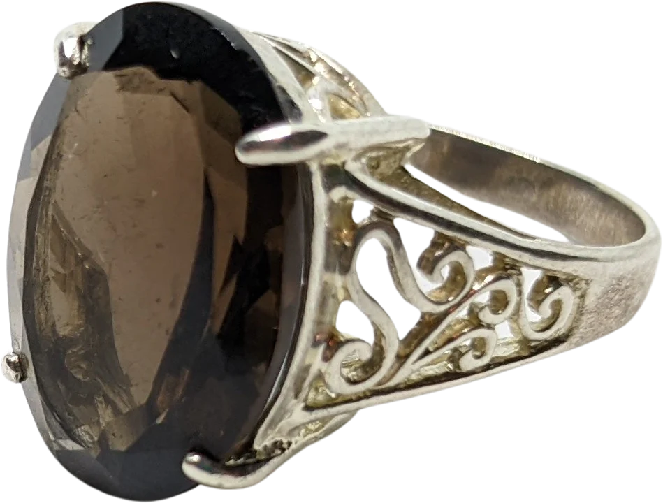 90s Vintage Smoky Topaz Sterling Cocktail Ring