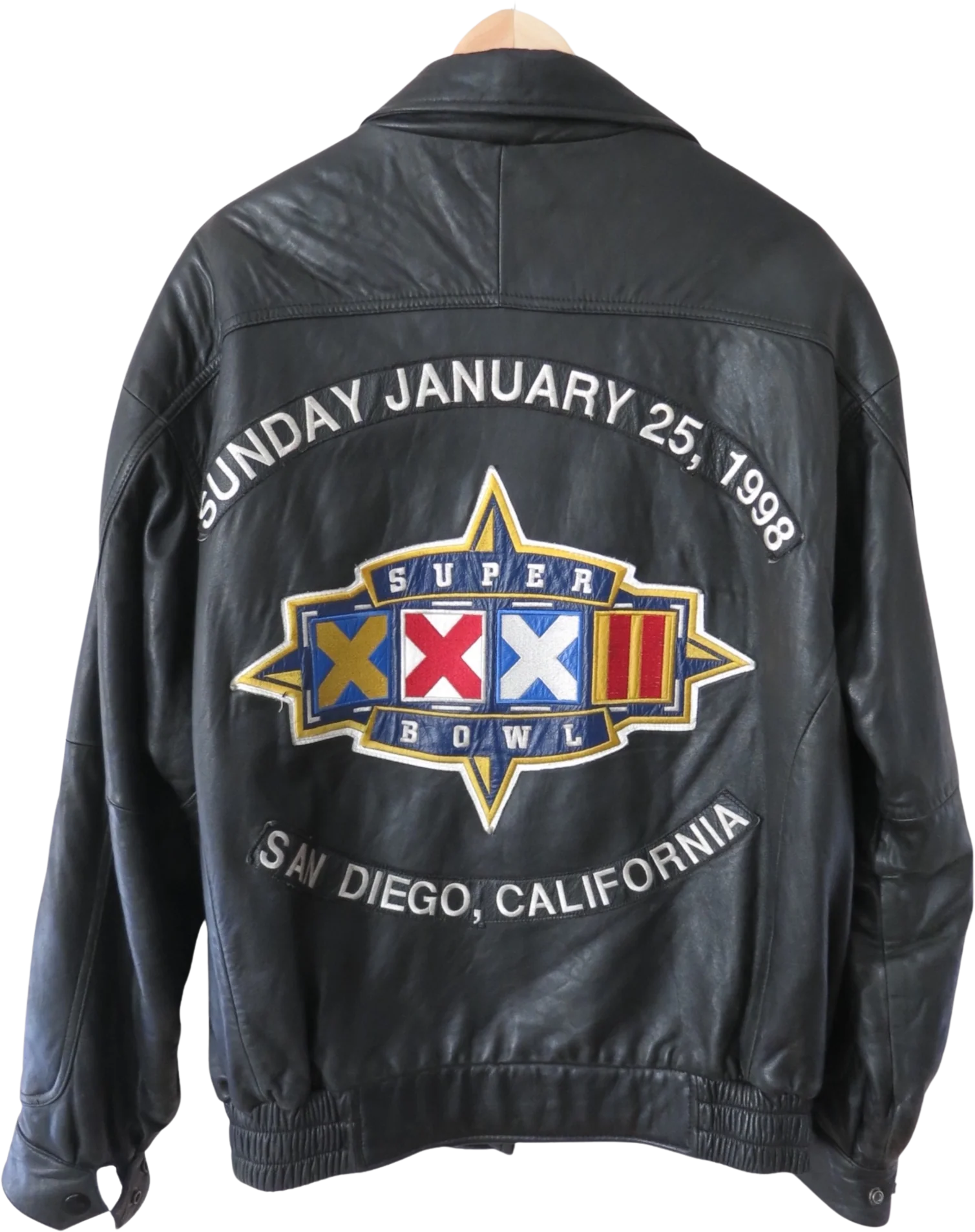 90s Vintage Super Bowl Broncos Leather Bomber Jacket By G-3 & Carl Banks - Image 2
