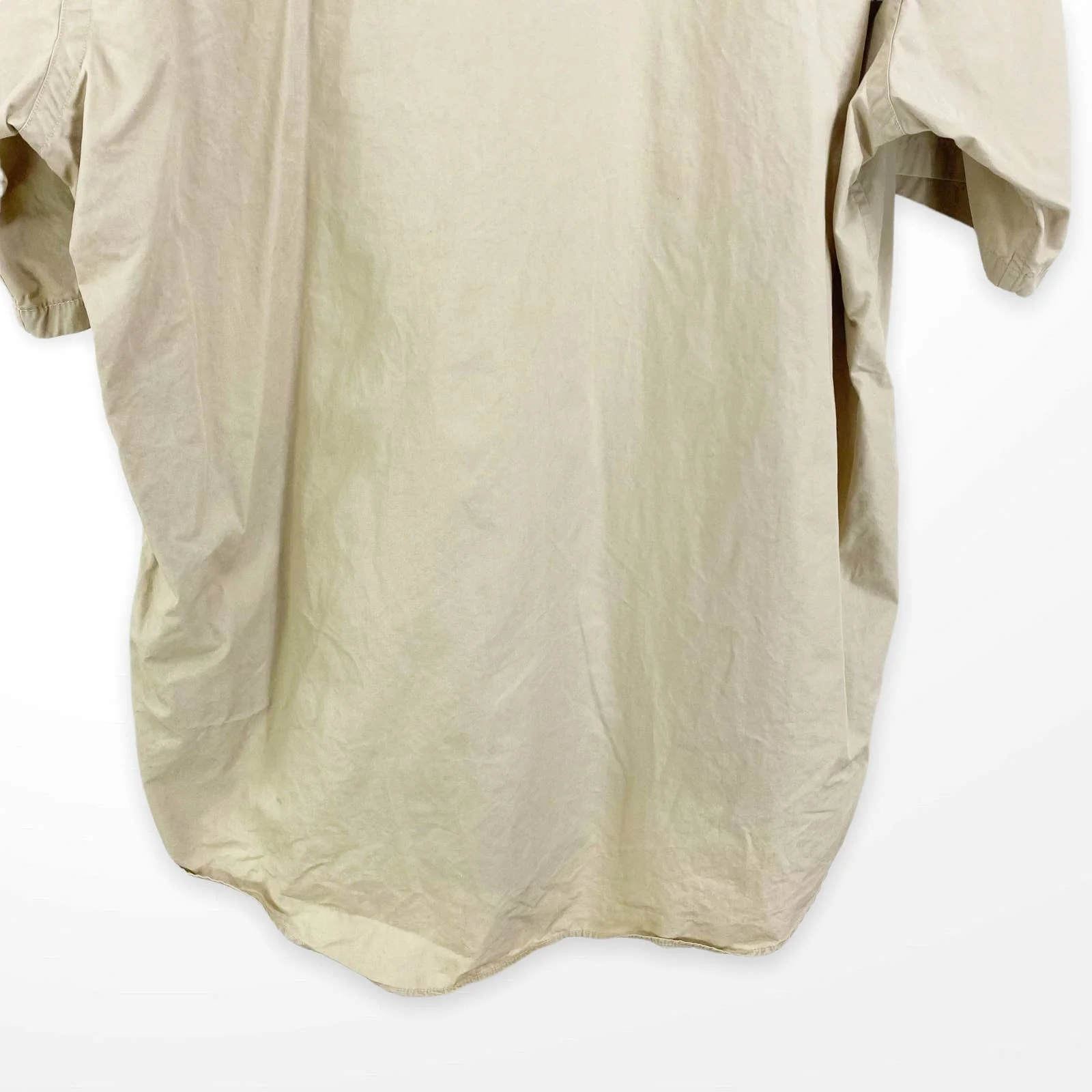 90s Vintage Tan Cotton Button Up Collared Pocket Shirt by LL Bean - Image 5